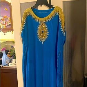 Xl long Moroccan dress beaded with gold